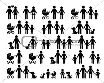 Black vector family pictograms