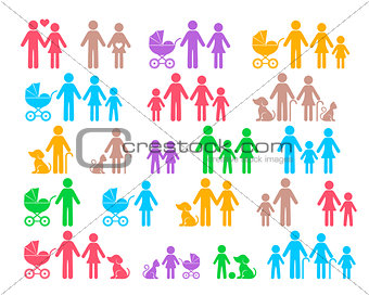 Colorful vector family pictograms