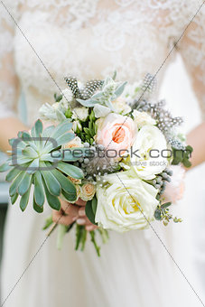 Bouquet from spring flowers. Wedding .