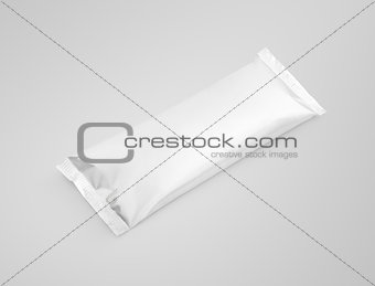 blank plastic pouch snack packaging on gray background