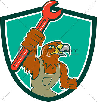 Hawk Mechanic Pipe Spanner Crest Cartoon