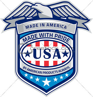 Made In America Eagle Patriotic Shield Retro