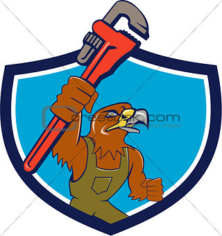 Hawk Mechanic Pipe Wrench Crest Cartoon