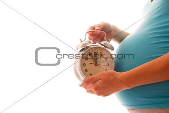   Pregnant woman on a white background