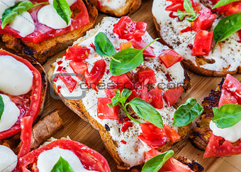 Cheese delicious breakfast toasts tomatoes