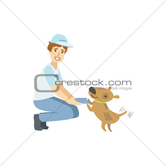 Volunteer Playing With The Rescue Dog