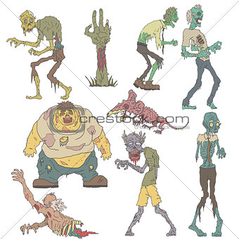 Creepy Zombies Outlined Drawings