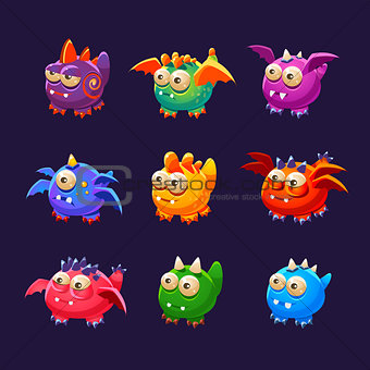 Little Alien Monsters With And Without Wings Collection