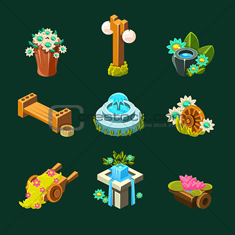 Video Game Garden Decoration Collection Of Elements