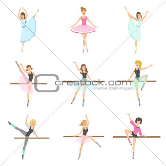 allet Dancers In Different Poses Rehearsing Set