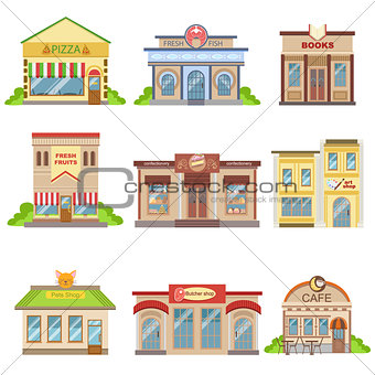 Commercial Buildings Exterior Design Set Of Stickers