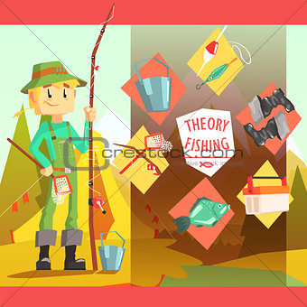 Fisherman And Thing Needed For Fishong Infographic Illustration
