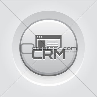 Shop CRM System Icon. Grey Button Design.