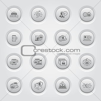 Security and Protection Icons Set. Button Design.