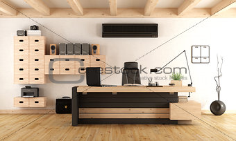 Contemporary wooden office
