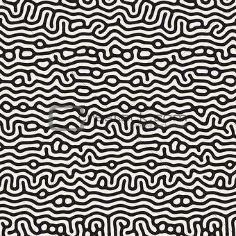 Vector Seamless Black and White Organic Lines Pattern