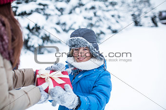 Little child with present