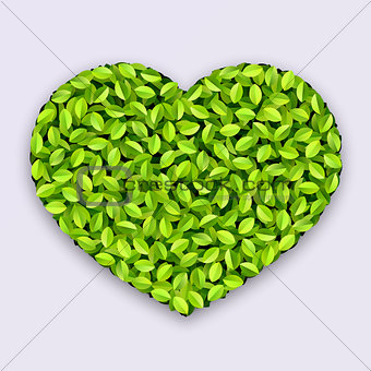 Vector Green Jumble Leaves Heart Shapes Design Element