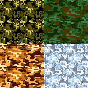 Set of military camouflage seamless patterns