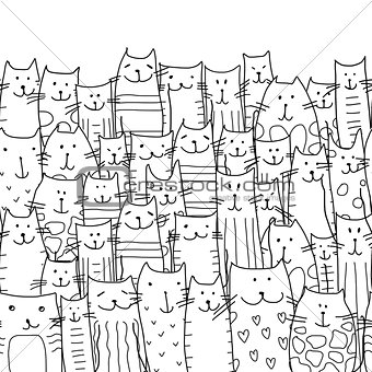 Funny cats family, seamless pattern for your design