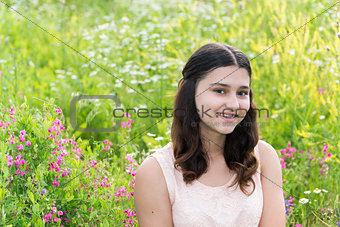 Portrait of Pretty teen girl outdoors in summer