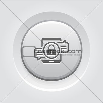 Encrypted Messaging Icon. Grey Button Design.