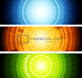 Bright abstract tech vector banners