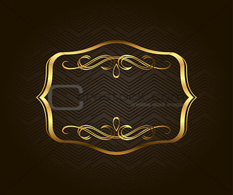 Blank golden vintage frame, banner, label, Vector EPS10. Gold Decorative with place for text