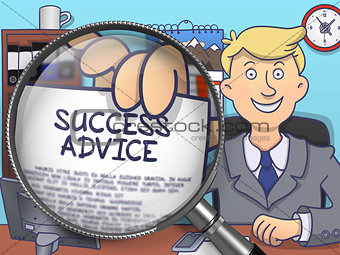 Success Advice through Magnifier. Doodle Design.