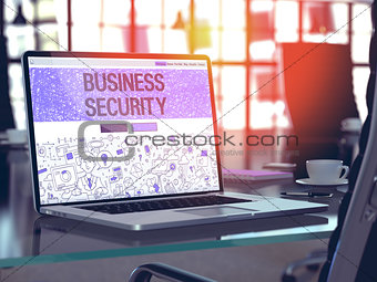 Business Security Concept on Laptop Screen. 3D Illustration.