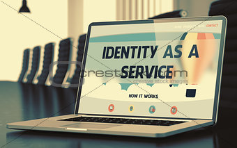 Identity As A Service on Laptop in Conference Room. 3D Illustration.