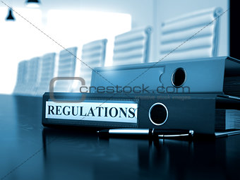 Regulations on Binder. Toned Image. 3D Illustration.