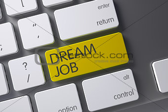 Yellow Dream Job Button on Keyboard. 3D Rendering.