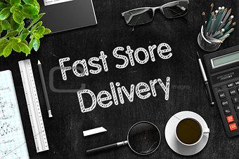 Fast Store Delivery on Black Chalkboard. 3D Rendering.