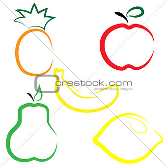 Flat vector set of fruits