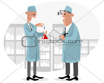 Two doctors in lab