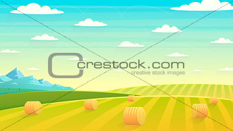 Natural landscape hay field