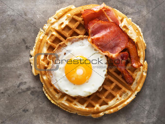 rustic savory bacon and egg waffle