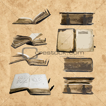 Logo set with medieval old books for your design