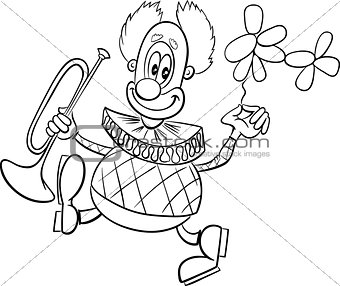 funny clown coloring page