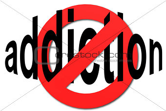 Stop addiction sign in red