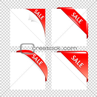 Sale Red Corner collection. Business Ribbons on white Backgrounds