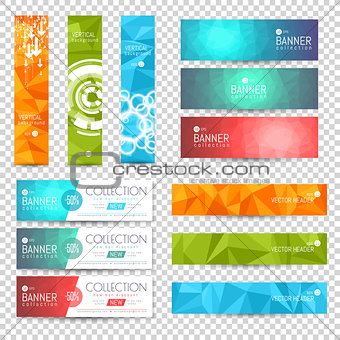 Site Banner Collection. Polygon and Blurred Effects. Headers. Hero Backgrounds