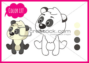 Cute panda. Cartoon vector character isolated on a white background with black outline. elements for kid coloring book