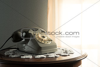 Vintage phone in the living room