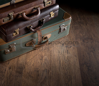 Pile of vintage suitcases