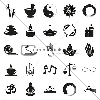Yoga Icons Set for Spa Center. Vector
