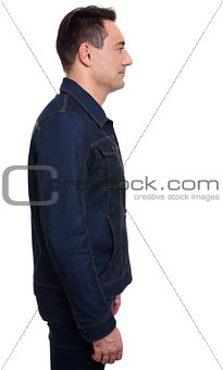 Handsome casual man standing in denim jacket