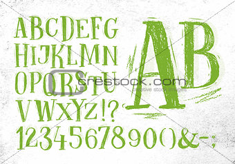 Pencil font green alphabet