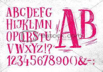 Pencil font pink alphabet